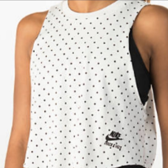 Nike Top Polka Dot Crop Top Muscle Tank Whote Small - Picture 2 of 5
